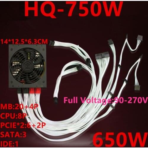 New PSU For Royal Legend Full Module ITX SFX Rated 650W Peak 750W Power Supply HQ-750WP