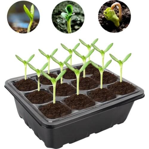 Flower Pot Seeds 12-Cells Seedling Tray Sprout Plate Nursery Pots Tray 19x11x14 cm Home Garden Tools With Transparent Lids Box