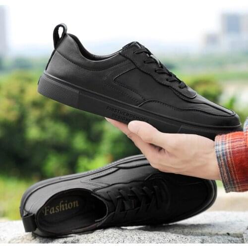 Leisure casual men hot flat leather 2020 casuales for mens male zapatos shoe sneakers Casual Sneaker shoes man cuero black mens