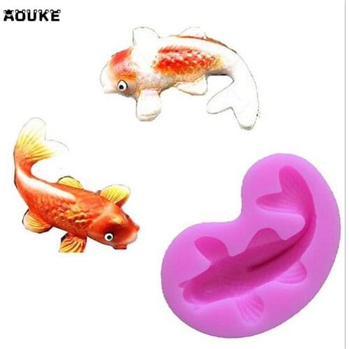 Carp&Goldfish Fondant Cake Silicone Mold Biscuits Pastry Chocolate Mould Candy Ice Cube Molds Cake Decoration DIY Baking Tools