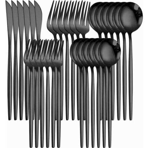 Cutlery Black Dinnerware Knife Spoon Fork Stainless Steel Cutlery Kitchen Utensils Creative Combination Tableware Travel Cutlery