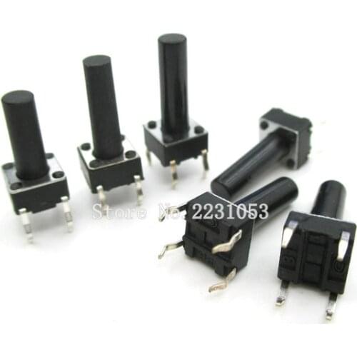 100PCS 6*6*17mm 4 Pin Tactile Tact Push Button Micro Switch Direct Plug-in Self-reset 6X6X17MM DIP Switches Top Copper