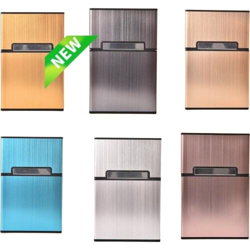 Slim Metal Cigarette Case Cigarette Box Thin Fashion Pipe Creative Personality Cigaret Case Aluminum Gift Box 6 Colors