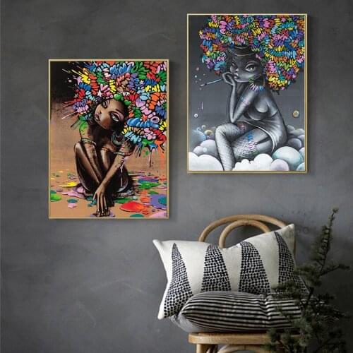 Street Graffiti Art Canvas Painting on The Wall Beauty Girls Posters and Prints Abstract Wall Art Pictures for Living Room Decor