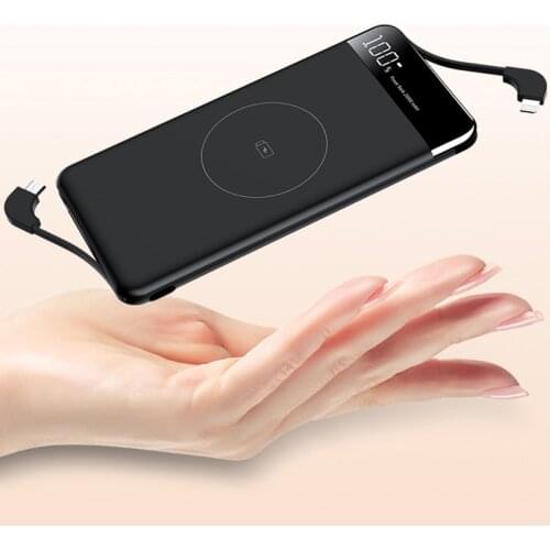 Ultra Thin Power Bank 10000mAh Qi Wireless Charger External Battery Powerbank Fast Charging For iPhone Xiaomi Samsung S10 plus