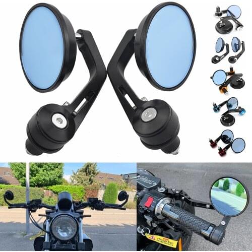 Universal 7/8" CNC Motorcycle Round Rear View Handlebar End Side Mirror Bolt-on Retrofit Rearview Mirrors