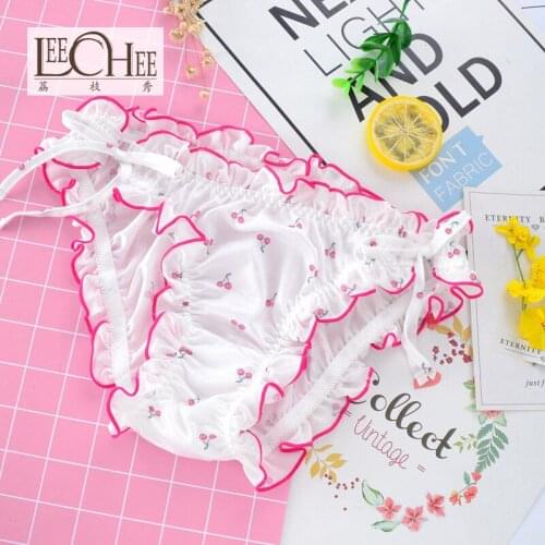 Cherry Pills Japanese Girl Spring Warp-knitted Printed Low-waist Sexy Ladys Underwear With Bread Triangle LEECHEE JF1021