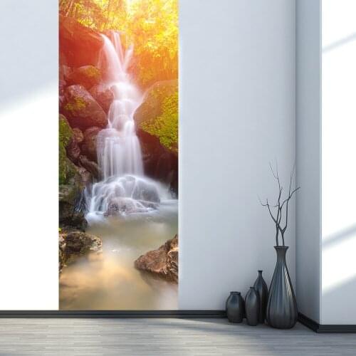 200x38.5cm 2pcs/set Waterfall Living Room Bathroom Waterproof Wall Paper Imitation 3D Door Sticker PVC Self-adhesive Home Decor