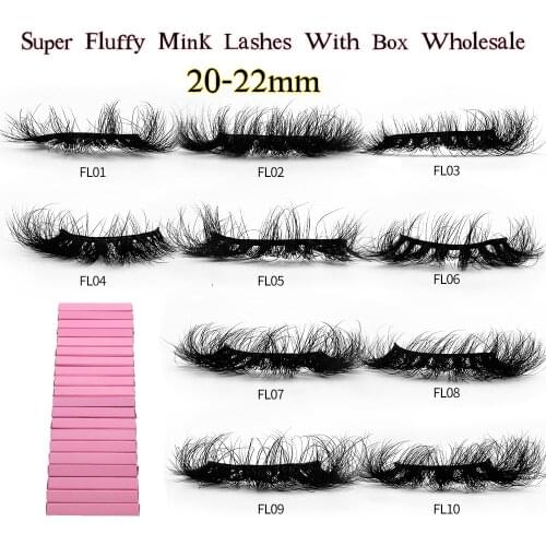 Rainsin FL Curly 20mm Mink Eyelashes Bulk Fake Lashes Packaging Boxes Flufy Dramatic 5D Mink Lash Vendor 22mm Lashes Wholesale