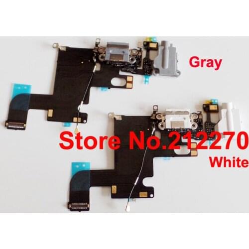 YUYOND Free DHL EMS OEM New Charger Charging Port Dock Mic Headphone Jack Flex Cable For iPhone 6 4.7" White/Gray Wholesale