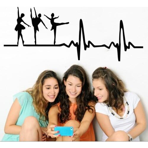YUYOYU Ballet dancer SVG ballet dancer heartbeat my heart beats for ballet svg dance wall stickers art decor girls room sticker