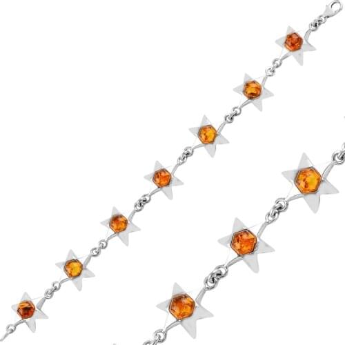100 real Genuine Amber Stone 925 Sterling Silver Bracelet gift for women engagement wedding female