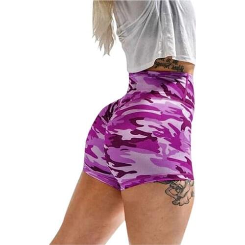 2021 spring and summer new ladies high waist camouflage shorts slim yoga shorts running sports fitness shorts