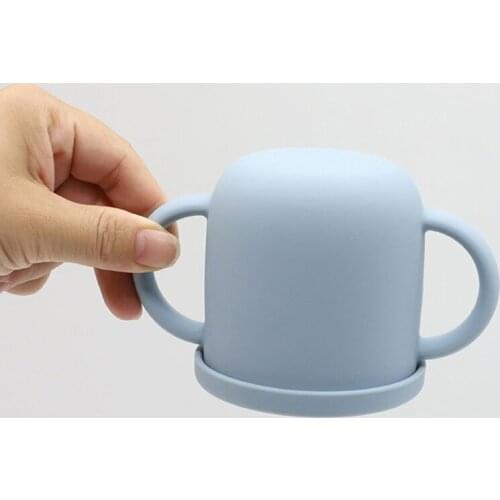 Q1FE 300ml Baby Silicone Snack Cup Infants Feeding Food Bowl with Double Handle No Spill Snack Container Water Bottle Tableware