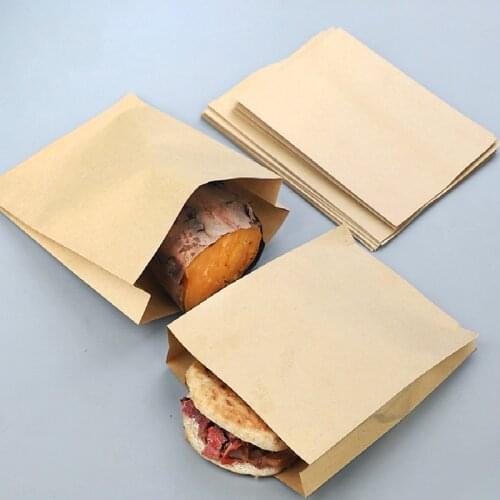 300pcs Oil-proof kraft paper food snack packaging bag environmentally friendly and recyclable One-time packages organizer