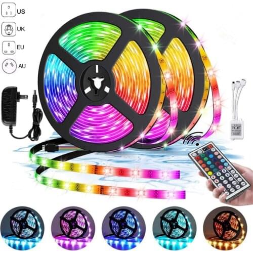 5M 10M 15M 5050 Led Strip DC12V RGB Flexible Tape Led Ribbon Led Strip Light With IR Remote For Home kitchen Christmas Party Dec