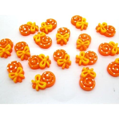 50Pcs Resin Orange Lollipop Decoration Crafts Flatback Cabochon Scrapbooking Fit Hair Clips Embellishments Beads Diy