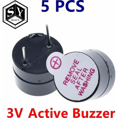 5pcs 3v Active Buzzer Magnetic Long Continous Beep Tone Alarm Ringer 12mm MINI Active Piezo Buzzers Fit For Computers Printers