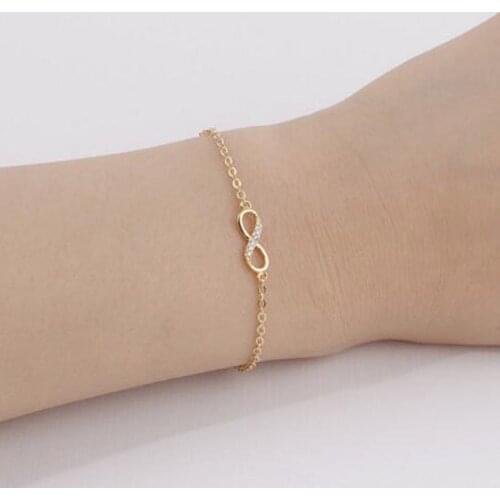 Infinity Cross Crystal Dangle Adjustable Bracelet for Women Bridal Wedding Party Jewelry Pendientes Rhinestone Chain Bracelet