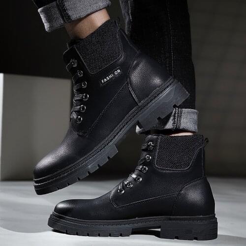 Cheap Handmade Classic Men Boots lace up High Quality Leather Men Dress Shoes fashion Outdoor Autumn Man Moccasins Ankle Boots