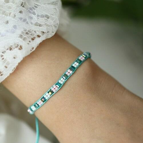 Modyle Handmade Seed Bead Thin Bracelet Bohemia Style Love Lucky Bracelets & Bangles For Women Men Adjustable Beach Bracelets