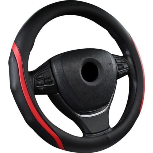 Car Steering Wheel Cover Fit Most Auto For 37 - 38 CM 14.5"-15" Four Seasons Universal Leather Three-Dimensional Non-Slip