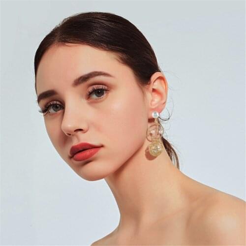 CRLEY New Statement Bird Nest Drop Earrings Gold Dream Catcher Simulated Pearl Alloy Ball Long Pendientes Jewelry Earrings