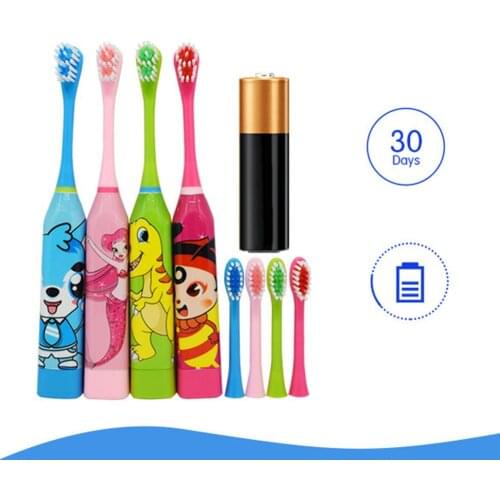 Children Electric Toothbrush Waterproof Sonic Vibrator Teeth Brush For Kids Cartoon Teeth Whitening Battery Powered