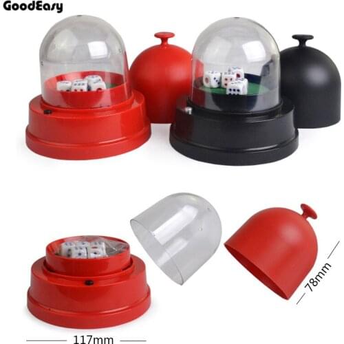 Electric Cup Plastic Transparent Cover Automatic Dice Roller Cup Battery Powered Anti-cheating With 5pcs #13 White Dice
