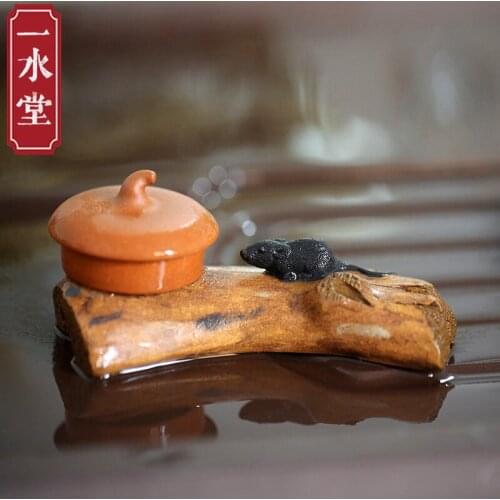 Monohydrate don purple sand tea pet manually play purple sand tea sculpture stump furnishing articles tea pet mouse lid