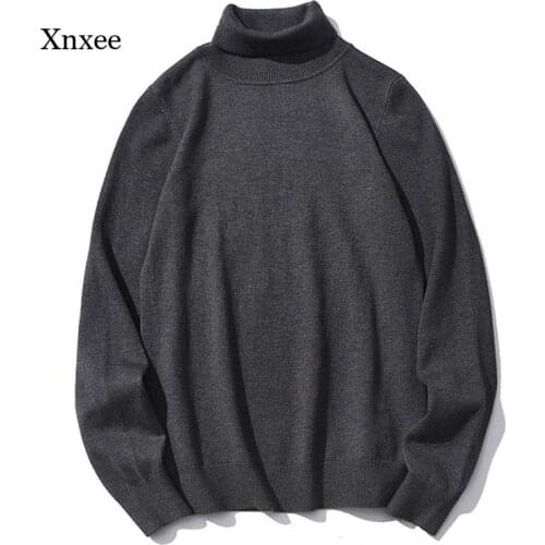 2021 New Autumn and Winter Mens Fashion Warm High-Neck Solid Color Sweater Casual Comfortable Pullover Thick Sweater Men