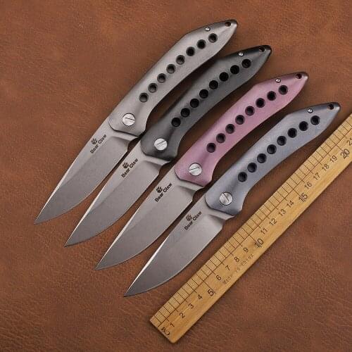 Bear Claw Flying Shark Olding S35vn Blade Full Titanium Handle Outdoor Camping Hunting Survival Pocket Fruit EDC Knife