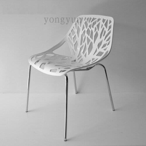 Office Chair dinning chair famous design The leaves plant minimalist modern fashion furniture metal plastic chair 4PCS