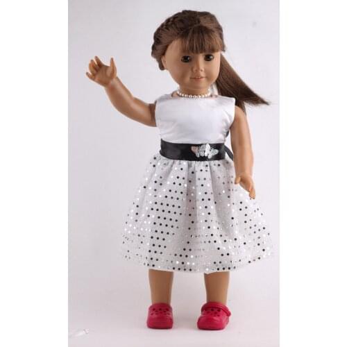 Wholesale New White Dot Doll Dress Handmade Doll Clothes Skirt 18" 18 inch Doll Accessories DIY Christmas Gift
