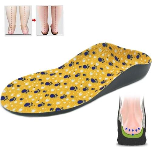 Ortoluckland Kids shoes pad High Arch Support Orthopedic Insole For Children PU Leather Flat Feet Insoles Toddler Healthy Insole