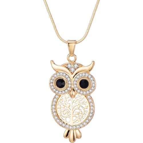 Small Crystal Owl Pendant Necklace For Women Gold Silver Color Black Eye Animal Necklace Women Choker Jewelry dropshipping 2019