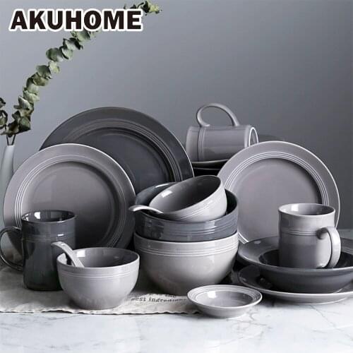 Simple Dishes Set European Tableware Ceramic Bowl Plate Chinese Tableware Set