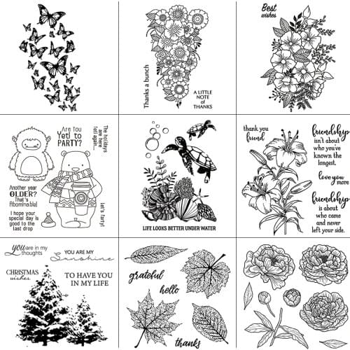 Flowers and Cartoon Animals Clear Stamps For DIY Scrapbooking Card Making Album Decorative Silicone Seal Craft 3 Pieces Per Se