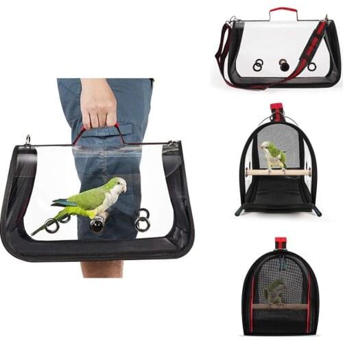 Bird Toys Portable Bird Cage Macaw Bag, with Wooden Standing Stick Foldable Breathable Bird Bag, Two-way Ventilation Parrot Bag