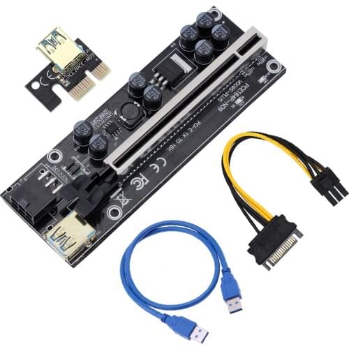 6 To 10pcs VER009 USB3.0 PCI-E Riser VER 009S PLUS Express 1X 4x8x 16x Extender pcie Riser Adapter Card SATA 15pin to 6pin Power