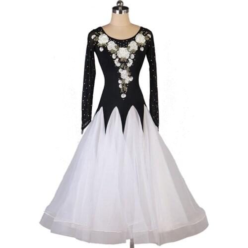Modern Ballroom Dance Dress Professional National Standard Dance Competition Clothes Long Sleeve Big Swing Waltz Costume DQL5220