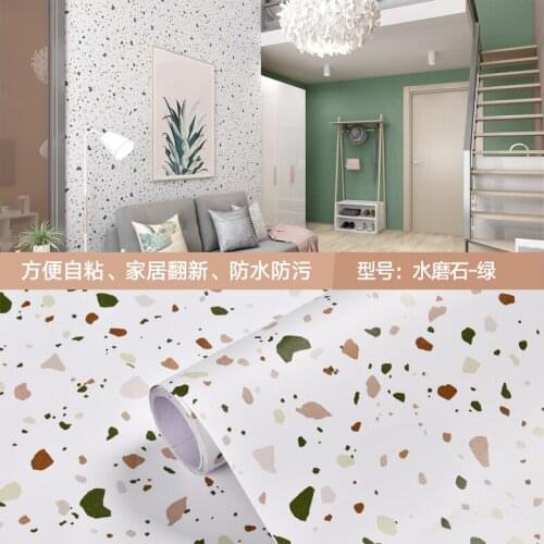 Modern PVC Self Adhesive Waterproof Wallpapers Terrazzo Peel and Stick Stickers for Kitchen Countertop Home Decals Wall Stickers