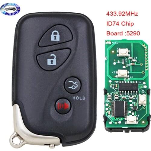 3+1 button Smart Remote Key FSK433.92mhz ID74 Chip WD03 WD04 For Lexus For Toyota Camry Reiz Pardo 2010-2013 Emergency
