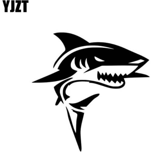 YJZT 14cm*14.3cm SHARK JAWS Personality Vinyl Car-styling Car Sticker Decal Black Silver C11-0288