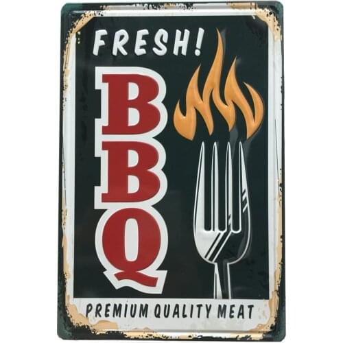 YOSEE Fresh BBQ Metal Tin Signs Wall Decor Art 8x12 Inches (20x30cm)