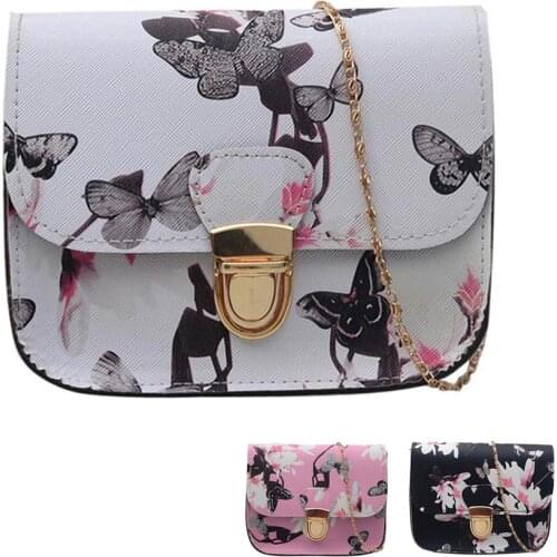 Retro Women Butterfly Flower Print Handbag Shoulder Messenger Bag Tote Chain Crossbody Bags New
