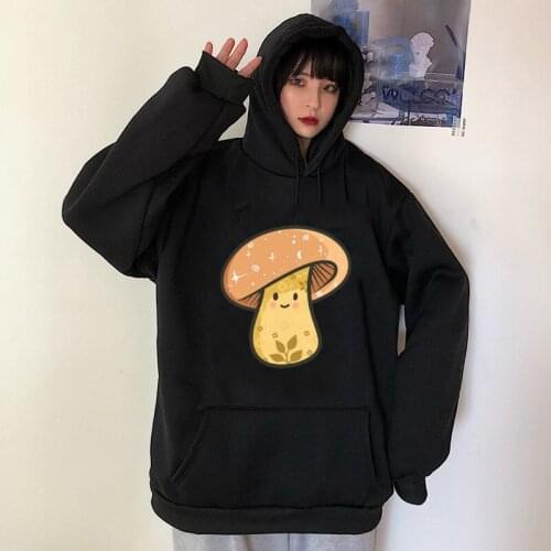 Women Hoodie Mushroom Sweater Cartoon Autumn Long Sleeve Anime Clothes For Teens Oversized Harajuku Hoody Sweatshirts