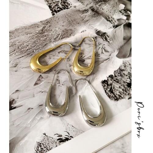 Perisbox U Shaped Gold Metalic Drop Earrings for Women Statement Horseshoe Big Earrings Jewelry Oorbellen Hangers