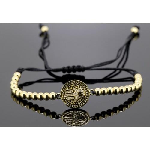 Charm Women Men Accessories Trendy Black White Cz Hamsa Charm Chain Bracelet Natural Stone Friendship Jewelry Gift