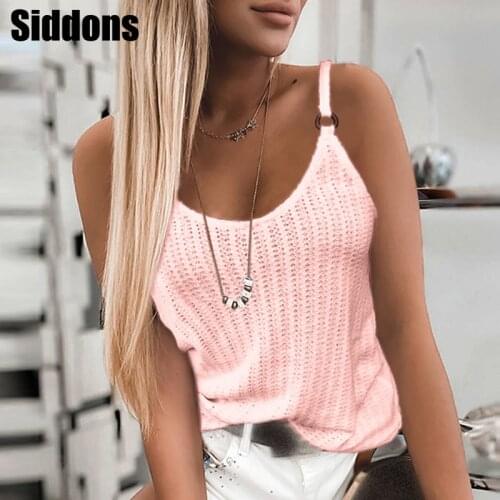 Sexy Spaghetti Strap Pullover Tops Ladies V-Neck Sleeveless Blusa Women Elegant Solid Color knitting Blouse Shirts